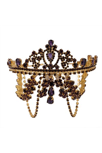 Hayalperest boncuk Hürrem Model Queen Style Sultan Crown Bridal Crown Purple-Gold