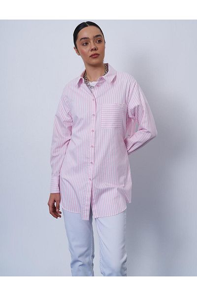 KYR Λεπτομερές βαμβακερό τουνίκ με κορδόνια Candy Pink