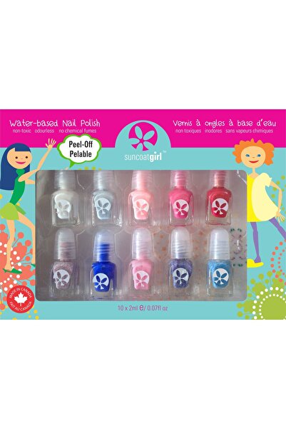 Suncoat مجموعة طلاء أظافر مائية للبنات من فلير فانتسي، 10 قطع