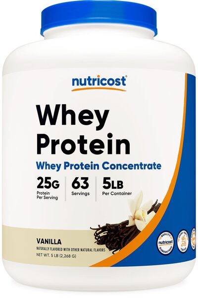 Nutricost مسحوق بروتين مصل اللبن، نكهة الفانيليا، 5 أرطال - مركّز بروتين مصل ...