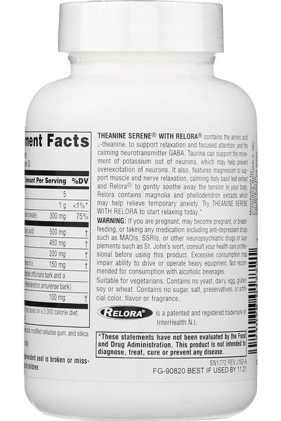 source naturals Serene Science Theanine Serene with Relora - Calm Mind & Body - 60 Tablets
