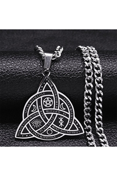 Choice قلادة ساحرة الفايكنج بطول 50 سم من الفولاذ المقاوم للصدأ على شكل عقدة ...