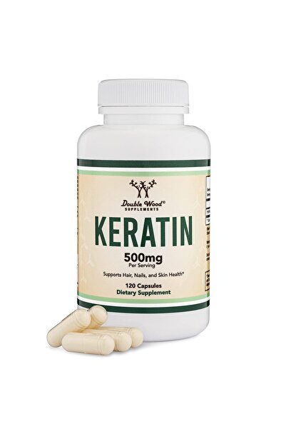 Double Wood Supplements فيتامين نمو الشعر بالكيراتين (500 ملجم، 120 حبة) للرج...