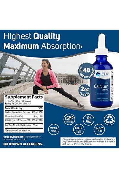 Trace Minerals Ionic Calcium - Supports Bone, Dental, Nerve Health - Aids Absorption - 2 fl oz (48 Servings)