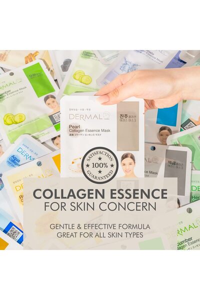 Dermal Korea Collagen Essence Moisturizing Facial Mask Sheet, 32 Full Color Set