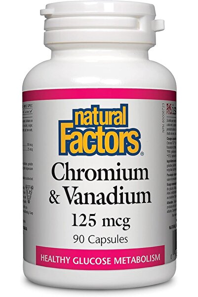 Natural Factors الكروم والفاناديوم 125 ميكروجرام، يدعم عملية التمثيل الغذائي ...