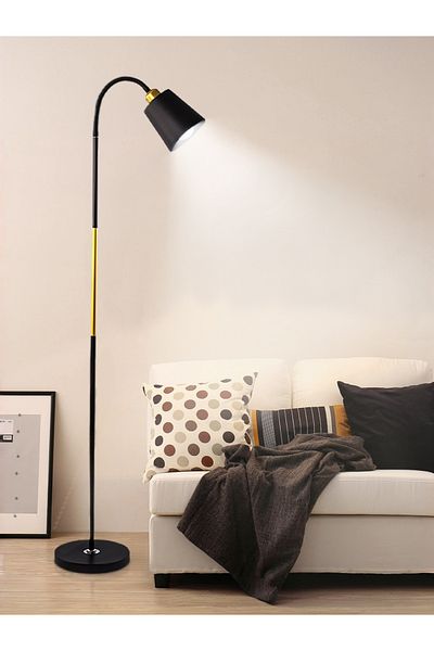 COOYA Nordic Style Modern Floor Lamp,3 Lighting Modes,Adjustable Head,Eye-Caring Design,E27,12w,Black