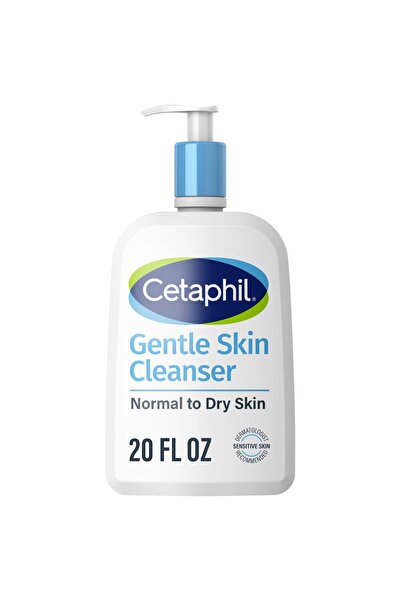Cetaphil غسول وجه لطيف ومرطب للبشرة الجافة والعادية والحساسة، 20 أونصة، خالٍ ...