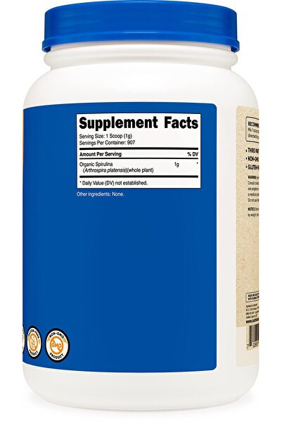 Nutricost Organic Spirulina Powder 2 LB - Pure, Certified Organic Spirulina