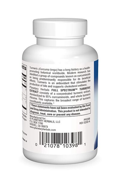 Planetary Herbals Full Spectrum Turmeric Extract Tablets, 450 mg, 60 Count