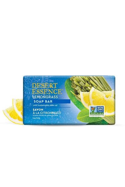 Desert Essence Lemongrass Soap Bar - 5oz - Cleanses & Soothes - Tea Tree, Aloe, Jojoba Oil - Refreshing