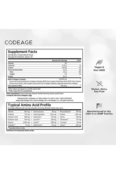 Codeage Multi Collagen Peptides Protein Powder - Chocolate Mocha Coffee - Grass-Fed, Hydrolyzed - 14.39oz