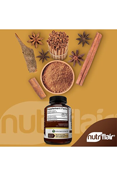 Nutriflair Organic Ceylon Cinnamon 1200mg, 180 Capsules - Joints, Inflammation, Antioxidant