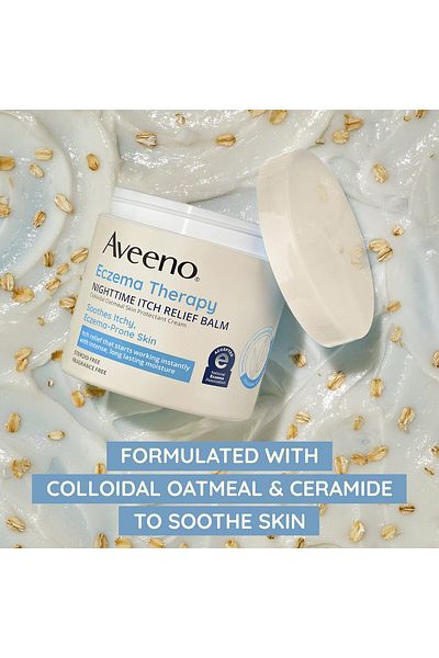 AVEENO Eczema Nighttime Itch Relief Balm with Colloidal Oatmeal & Ceramide, Fragrance-Free, 11 FL OZ