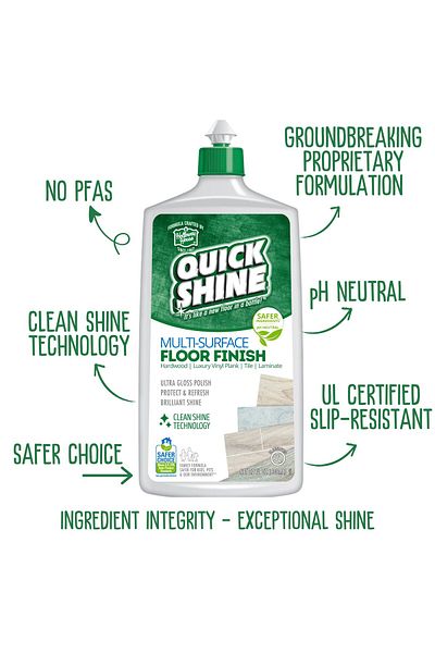 Quick&Shine Multi Surface Floor Finish 27oz, 2Pk | Cleaner & Polish for Hardwood, Laminate, Vinyl, Tile, Stone