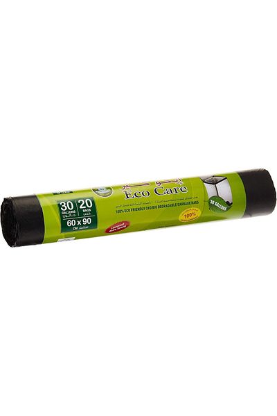 Eco Care Black Garbage Bag Roll - 20 Count, 30 Gallons, 60X90Cm