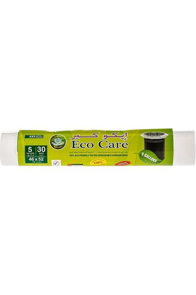 Eco Care White Garbage Bag Roll - 30 Count, 5 Gallons, 46X52Cm