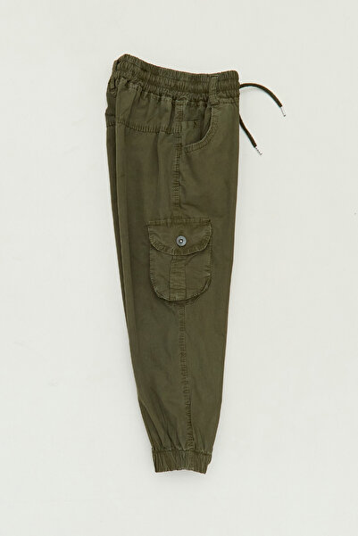 Fulla Moda %100 Pamuk Paçası Lastikli Kargo Cepli Erkek Çocuk Pantolon