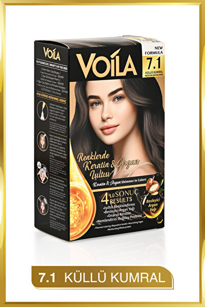 Voila Kadın Besleyici Keratin Kalıcı Küllü Kumral 7.1 Saç Boyası