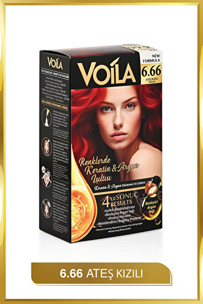 Voila Kadın Besleyici Keratin Kalıcı Ateş Kızılı 6.66 Saç Boyası