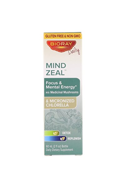 bioray Inc Mind Zeal - التركيز والطاقة العقلية، خالٍ من الكحول، 2 أونصة سائلة...