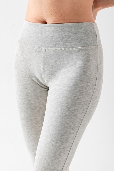 CNRCollection Jambiere spaniole din bumbac pieptănat, cu centură lată elastică din lycra elastică, gri pentru femei