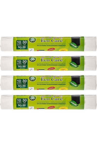 Eco Care Bin Liner Roll, 30S, 10 Gallon - 54X 60X4 - Assorted(White/Blue/Yellow/Black)