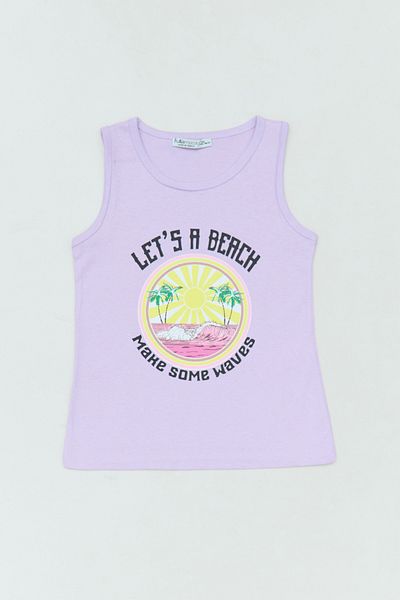Fulla Moda 100% Cotton Sunset Printed Girl's Sleeveless T-Shirt