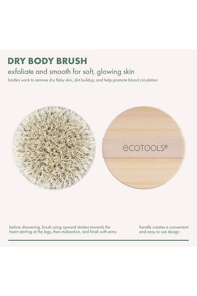 Ecotools Dry Body Brush, Cruelty-Free, Exfoliates & Smooths Skin, Vegan, Eco-Friendly, 1 Count