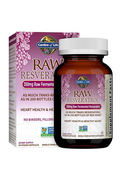 GARDEN OF LIFE Heart Resveratrol - Raw Whole Food Antioxidant for Heart Health, 60 Capsules