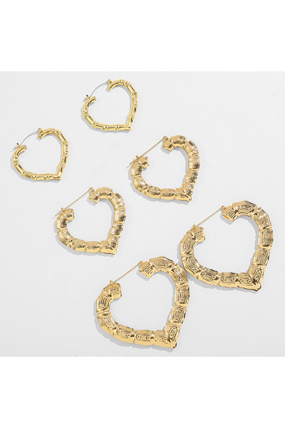 Choice مجموعة من 3 أزواج من الأقراط الدائرية كبيرة الحجم على شكل قلب مجوف للن...