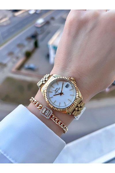 Slazenger ساعة يد نسائية بسوار فولاذي ضمان لمدة عامين 5 Atm هدية BSL.09.2472.3.03