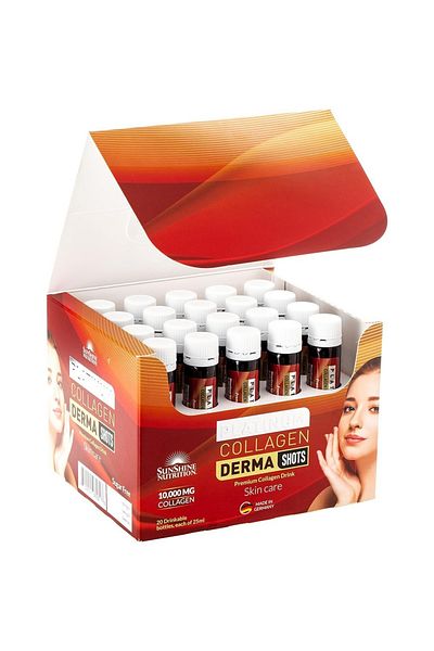 Sunshine Nutrition Nutrition Platinum Collagen Derma Shots - Strawberry Flavor, 20 Shots X 25 Ml Each