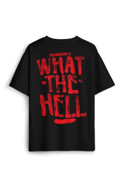 Kendim Seçtim Tricou negru supradimensionat „What The Hell” Tricou unisex Str...