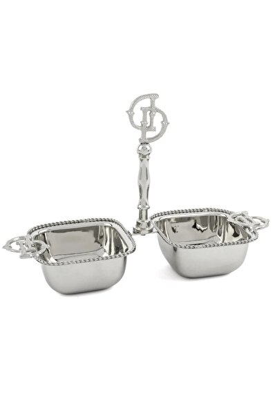 Le Atölye Gümüş Metal 2li Çerezlik 31x11x21cm