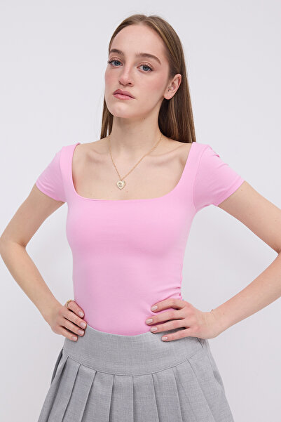 Addax B1559 Μπλούζα με κοντό μανίκι με τετράγωνο γιακά