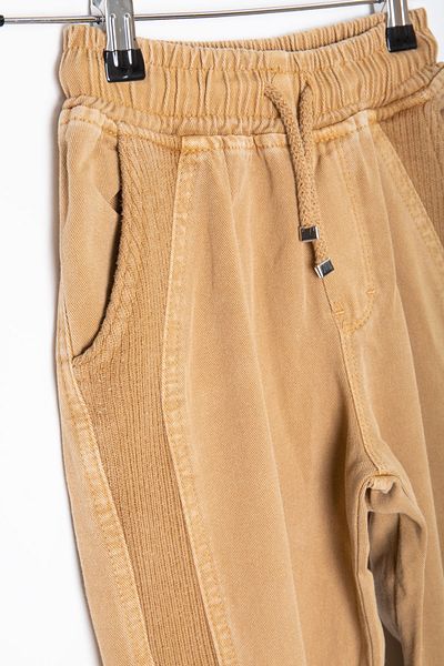 Cansın Mini Mustard Boys' Linen Trousers with Elastic Waist and Legs 20411
