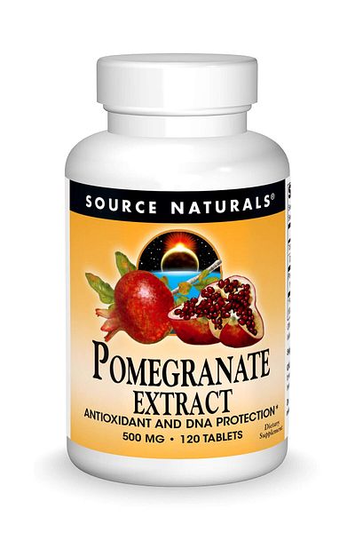 source naturals Pomegranate Extract 500mg Complete Whole Fruit Ellagic Acid Antioxidant & Added Fiber - 120 Tablets