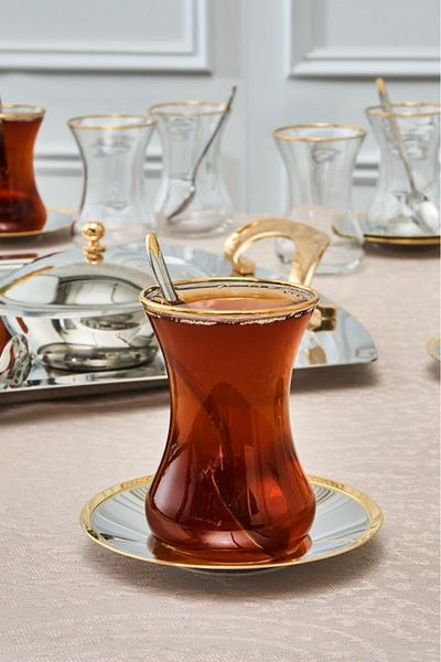 Karaca Vista 40 Piece Gold Tea Set for 12 People