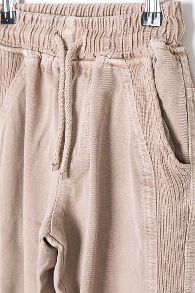 Cansın Mini Beige Boys' Linen Trousers with Elastic Waist and Legs 20412