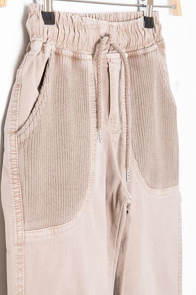 Cansın Mini Beige Pocket Woven Detailed Elastic Waist Boy's Linen Trousers 20417