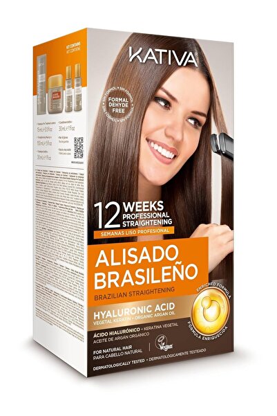 Kativa مجموعة فرد الشعر البرازيلية، 12 أسبوعًا، زيت الأرجان، زبدة الشيا، الكي...