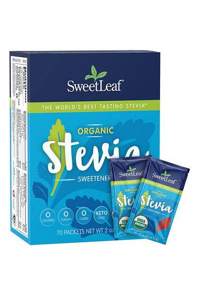 SweetLeaf Organic Stevia Packets - Zero Calorie, No Bitter Aftertaste, Keto-Friendly, Non-GMO, 70 Count