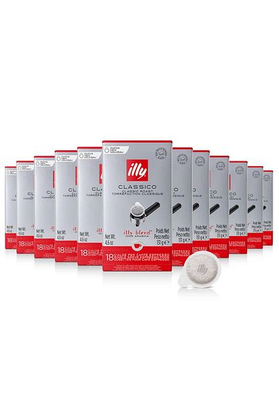 illy E.S.E. Coffee Capsules - Classico Medium Roast - Chocolate & Caramel Notes - 18 Count, 12 Pack