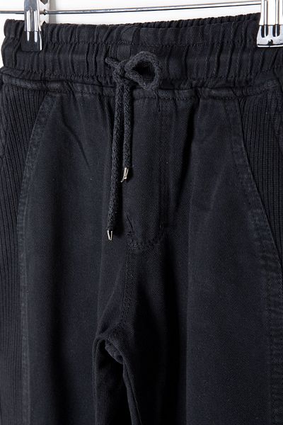 Cansın Mini Black Boys' Linen Trousers with Elastic Waist and Legs 20409