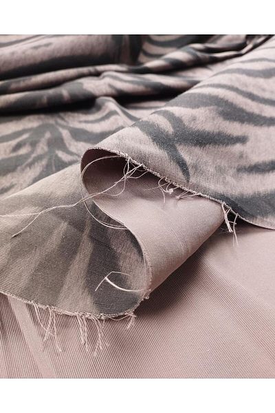 Kumaş Parça Ροζ Ανθρακί Ζέβρα Μοτίβο 160 Tok Woven