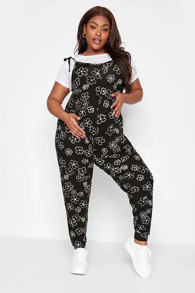 Stil Diva Plus Size Maternity Skinny Leg Rope Tie Strap Floral Patterned Maxi Jumpsuit 158433