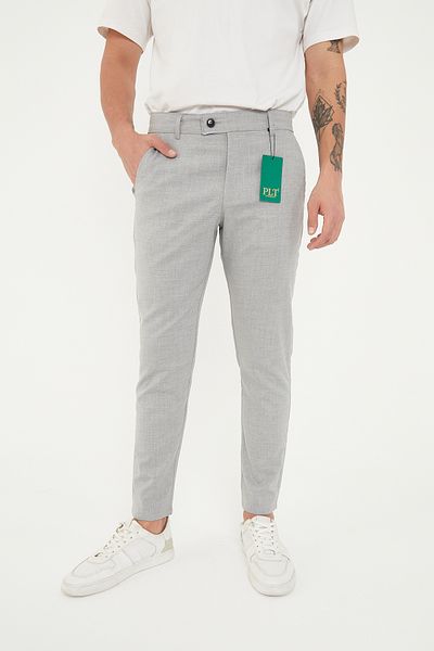 Zoom King New Season Men's Gray Color Quality Flexible Ankle Length Fabric Trousers