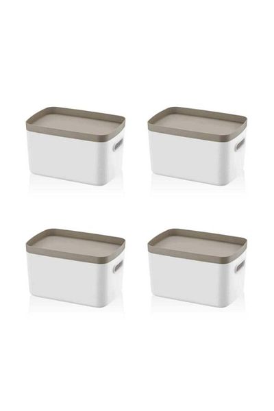 PANJI Alegra 4 Pieces 4 Lt Mix Multi-Purpose Closet Organizer Box with Lid, Decorative Storage Box