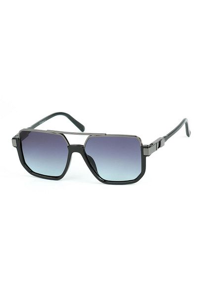 Di Caprio Unisex Black Uv400 Protection Rectangular Model Sunglasses